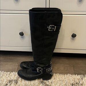 Luxury Rebel Luna Over the knee studded leather boot. Black. Size 36. Pre-owned.